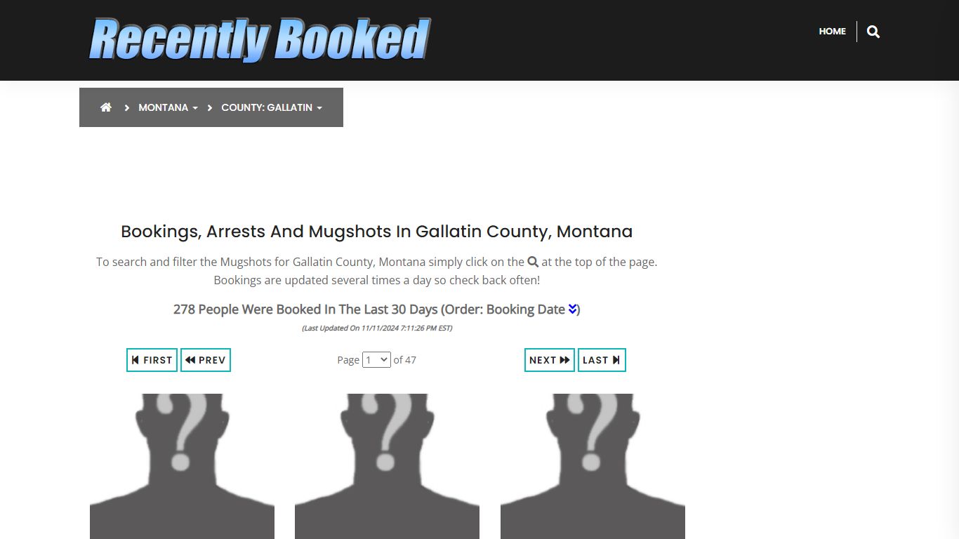 Bookings, Arrests and Mugshots in Gallatin County, Montana